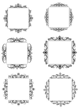 Vintage vektör girdap çerçeve kümesi