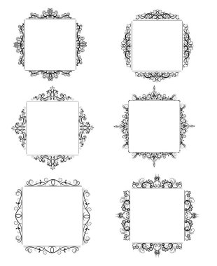 Vintage vektör girdap çerçeve kümesi