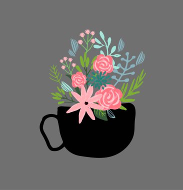 Elle çizilmiş sevimli çiçek logo şablonu