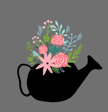 Elle çizilmiş sevimli çiçek logo şablonu