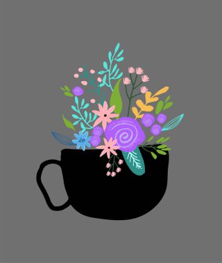 Elle çizilmiş sevimli çiçek logo şablonu