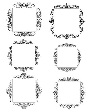 Vintage vektör girdap çerçeve kümesi