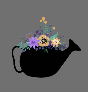 Elle çizilmiş sevimli çiçek logo şablonu