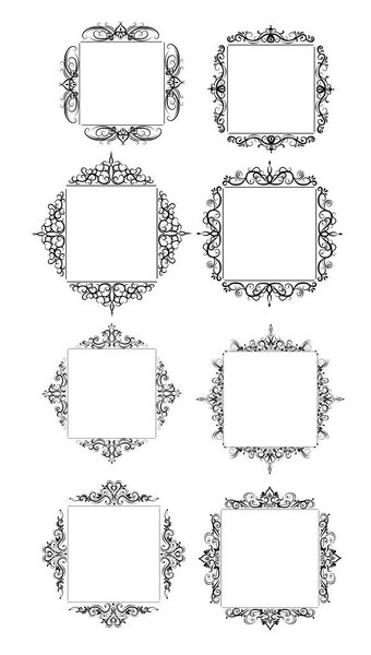 Vintage vector swirl frame set