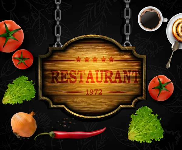 Реалистичные векторные овощи с концептуальным логотипом для органического магазина на черном фоне — стоковый вектор