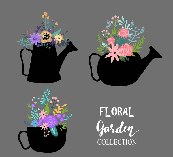Plantilla de logotipo floral lindo dibujado a mano — Vector de stock