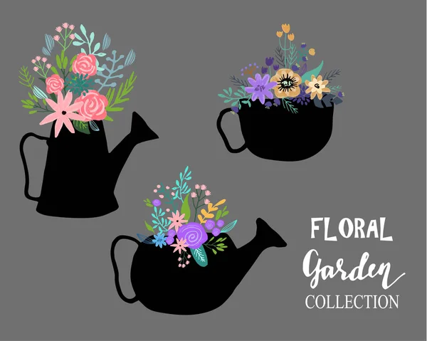 Plantilla de logotipo floral lindo dibujado a mano — Vector de stock