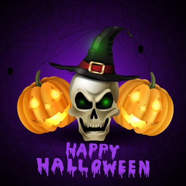 Skrämmande Jack O Lantern Halloweenpumpor — Stock vektor