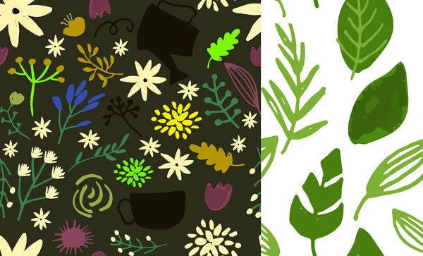 Modèle floral vectoriel dessiné à la main, fleurs délicates — Image vectorielle