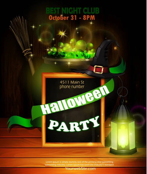 Halloween party Pozvánka na dřevěné stěně obrazce pozadí — Stockový vektor