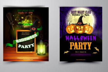 Cadılar Bayramı Partisi Davetiyesi ahşap duvar arka plan üzerinde