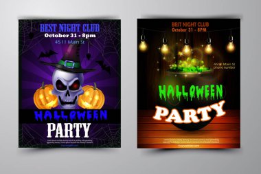 Cadılar Bayramı Partisi Davetiyesi ahşap duvar arka plan üzerinde