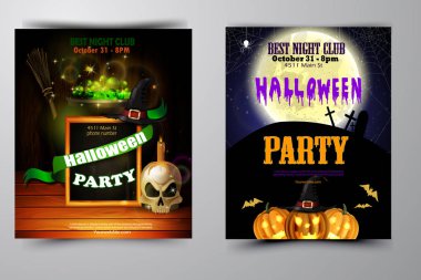 Cadılar Bayramı Partisi Davetiyesi ahşap duvar arka plan üzerinde