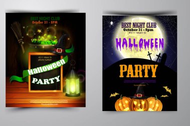 Cadılar Bayramı Partisi Davetiyesi ahşap duvar arka plan üzerinde