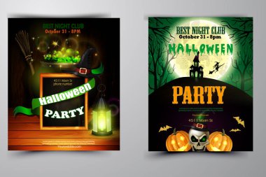 Cadılar Bayramı Partisi Davetiyesi ahşap duvar arka plan üzerinde