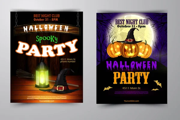 Inbjudan till Halloween party på trävägg bakgrund — Stock vektor