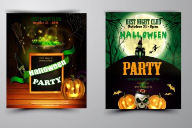 Cadılar Bayramı Partisi Davetiyesi ahşap duvar arka plan üzerinde