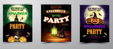 Cadılar Bayramı Partisi Davetiyesi ahşap duvar arka plan üzerinde