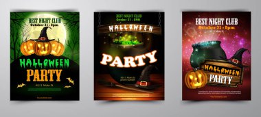 Cadılar Bayramı Partisi Davetiyesi ahşap duvar arka plan üzerinde