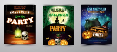 Cadılar Bayramı Partisi Davetiyesi ahşap duvar arka plan üzerinde