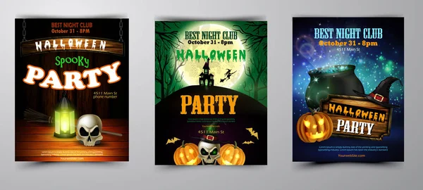 Cadılar Bayramı Partisi Davetiyesi ahşap duvar arka plan üzerinde