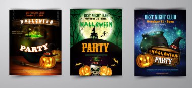 Cadılar Bayramı Partisi Davetiyesi ahşap duvar arka plan üzerinde