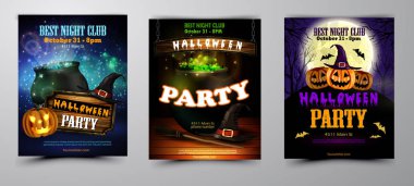 Cadılar Bayramı Partisi Davetiyesi ahşap duvar arka plan üzerinde