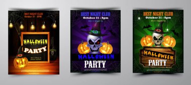 Cadılar Bayramı Partisi Davetiyesi ahşap duvar arka plan üzerinde