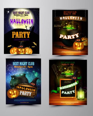 Cadılar Bayramı Partisi Davetiyesi ahşap duvar arka plan üzerinde