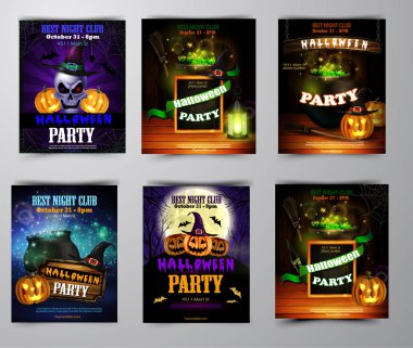 Cadılar Bayramı Partisi Davetiyesi ahşap duvar arka plan üzerinde