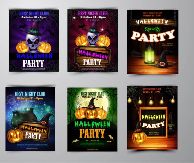 Cadılar Bayramı Partisi Davetiyesi ahşap duvar arka plan üzerinde