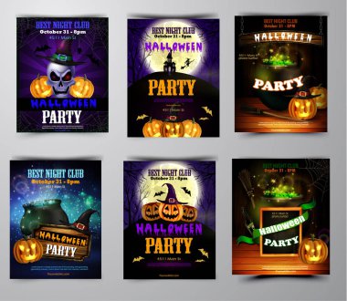 Cadılar Bayramı Partisi Davetiyesi ahşap duvar arka plan üzerinde