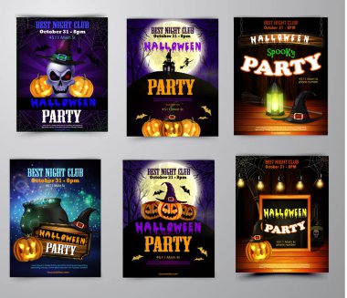 Cadılar Bayramı Partisi Davetiyesi ahşap duvar arka plan üzerinde