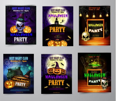 Cadılar Bayramı Partisi Davetiyesi ahşap duvar arka plan üzerinde