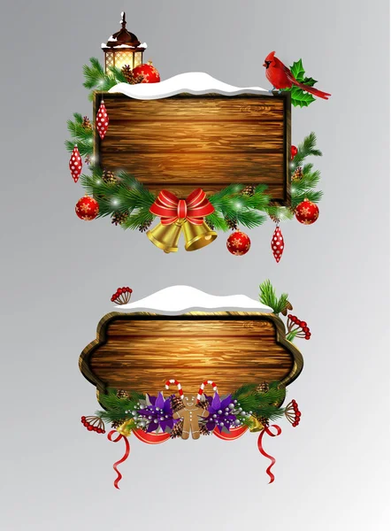 Διάνυσμα ξύλινο πίνακα Χριστουγέννων — Διανυσματικό Αρχείο