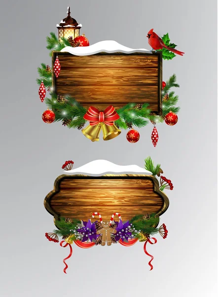 Panneau de Noël en bois vectoriel — Image vectorielle