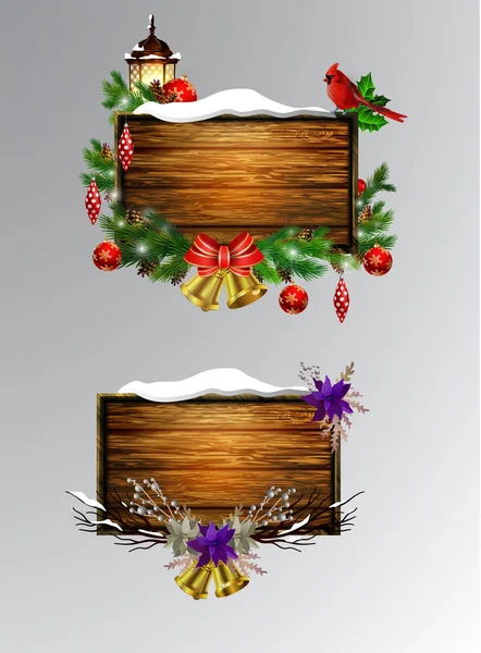 Vector tablero de Navidad de madera — Archivo Imágenes Vectoriales