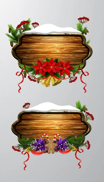 Vector wooden christmas board — Stock Vector