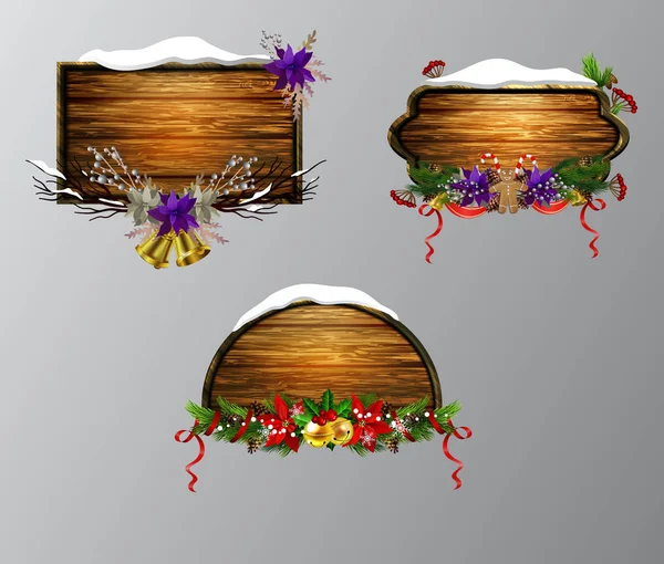 Vector houten kerstbord — Stockvector