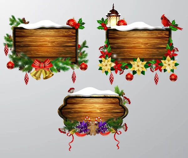 Vector tablero de Navidad de madera — Vector de stock