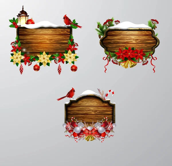 Vector tablero de Navidad de madera — Vector de stock