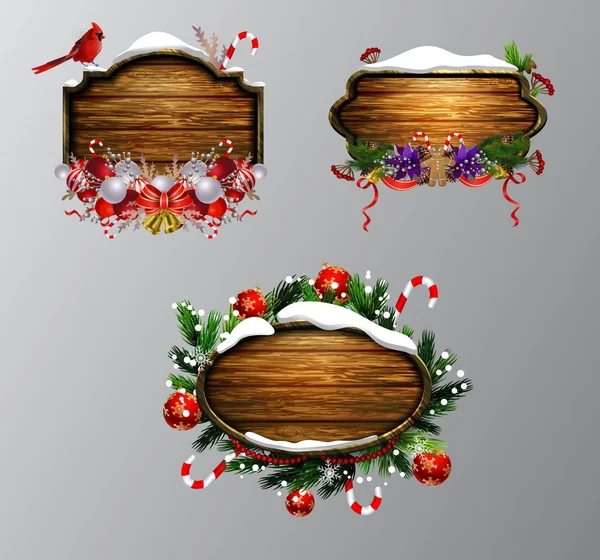 Panneau de Noël en bois vectoriel — Image vectorielle