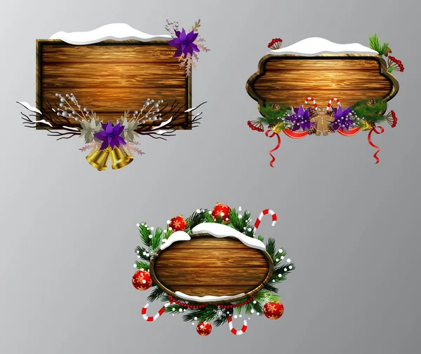 Vektor Holz Weihnachtsplatte — Stockvektor