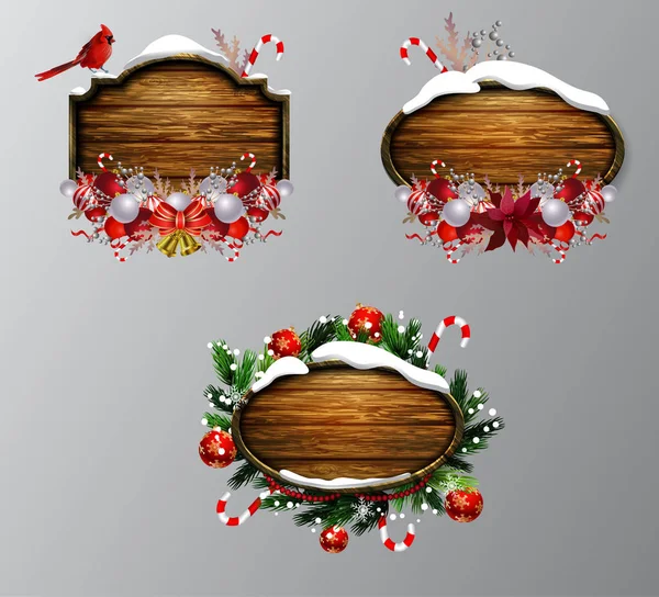 Vector wooden christmas board — Stock Vector