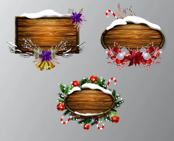 Vector tablero de Navidad de madera — Vector de stock