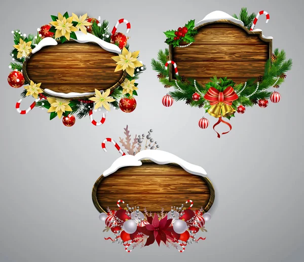 Vector wooden christmas board — Stock Vector