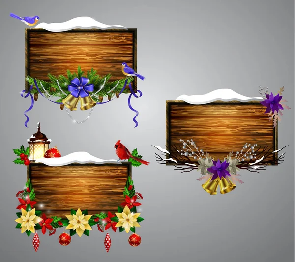 Векторна дерев'яна різдвяна дошка — стоковий вектор