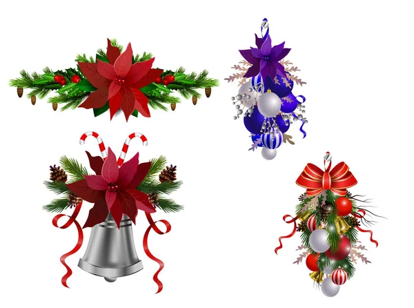 Collection Décoration Noël Isolée Sur Vecteur Blanc — Image vectorielle