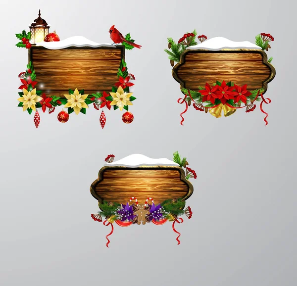 Vector tablero de Navidad de madera — Vector de stock