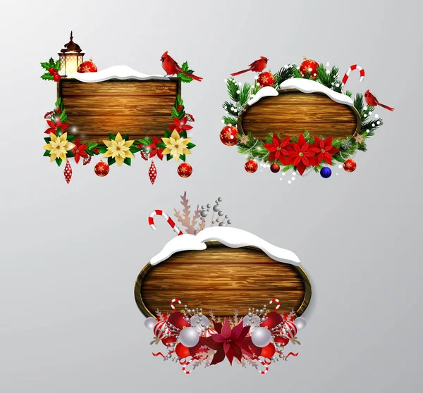 ベクトル木製クリスマスボード — ストックベクタ